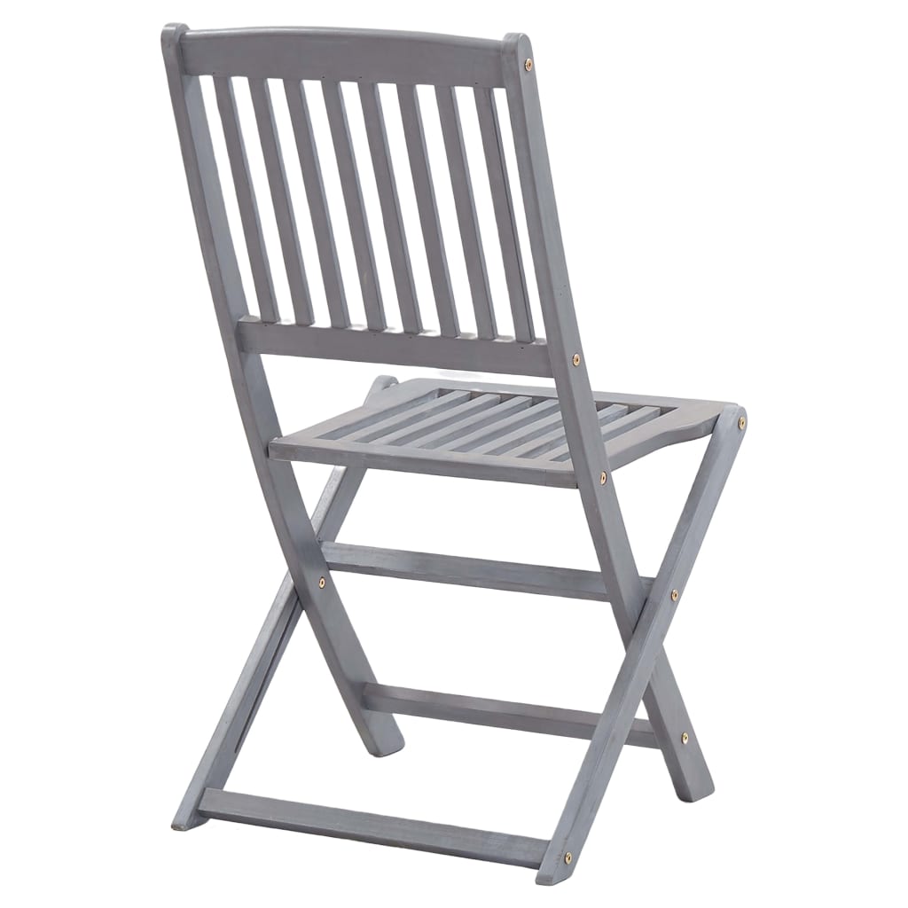 4-Piece Folding Outdoor Chairs, Solid Acacia Wood, Natural Finish