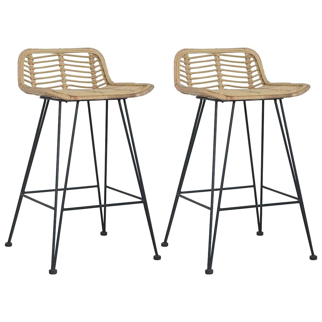 Natural Rattan Bar Chairs Set of 2 - Stylish & Durable Seating