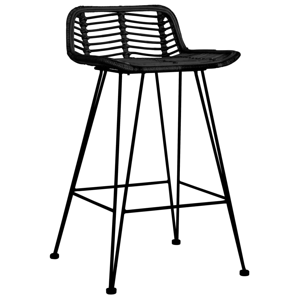 Elegant Black Rattan Bar Chairs Set of 2 - Stylish & Durable Seating