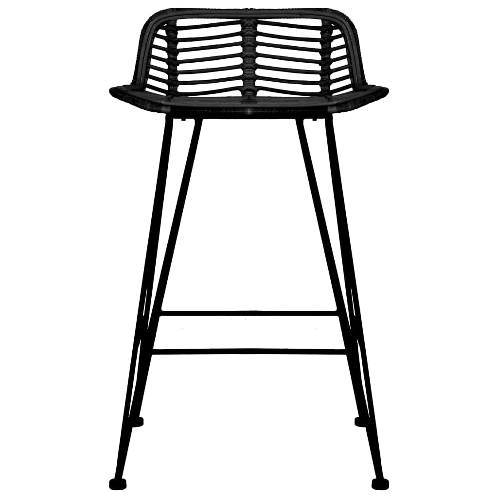 Elegant Black Rattan Bar Chairs Set of 2 - Stylish & Durable Seating