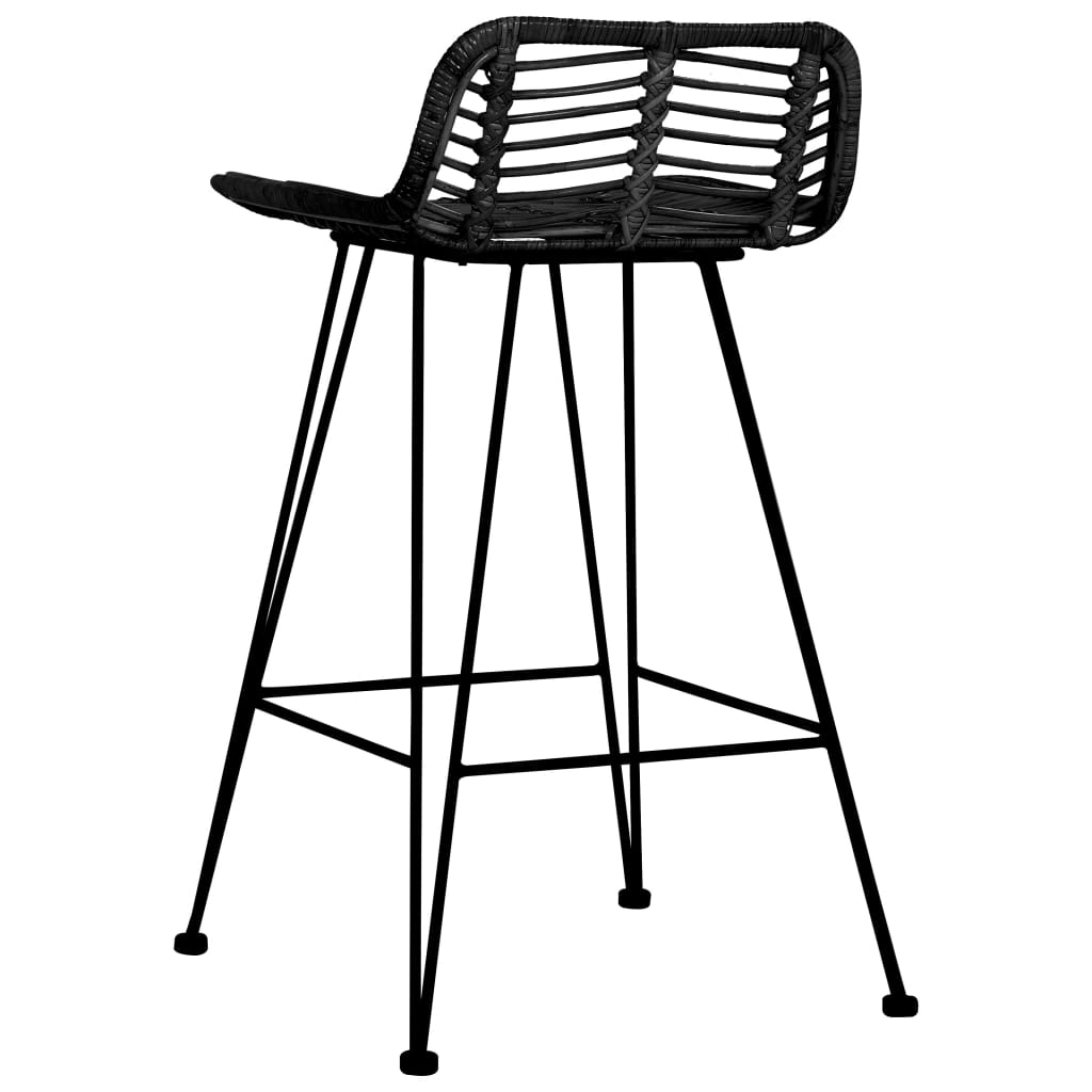 Elegant Black Rattan Bar Chairs Set of 2 - Stylish & Durable Seating