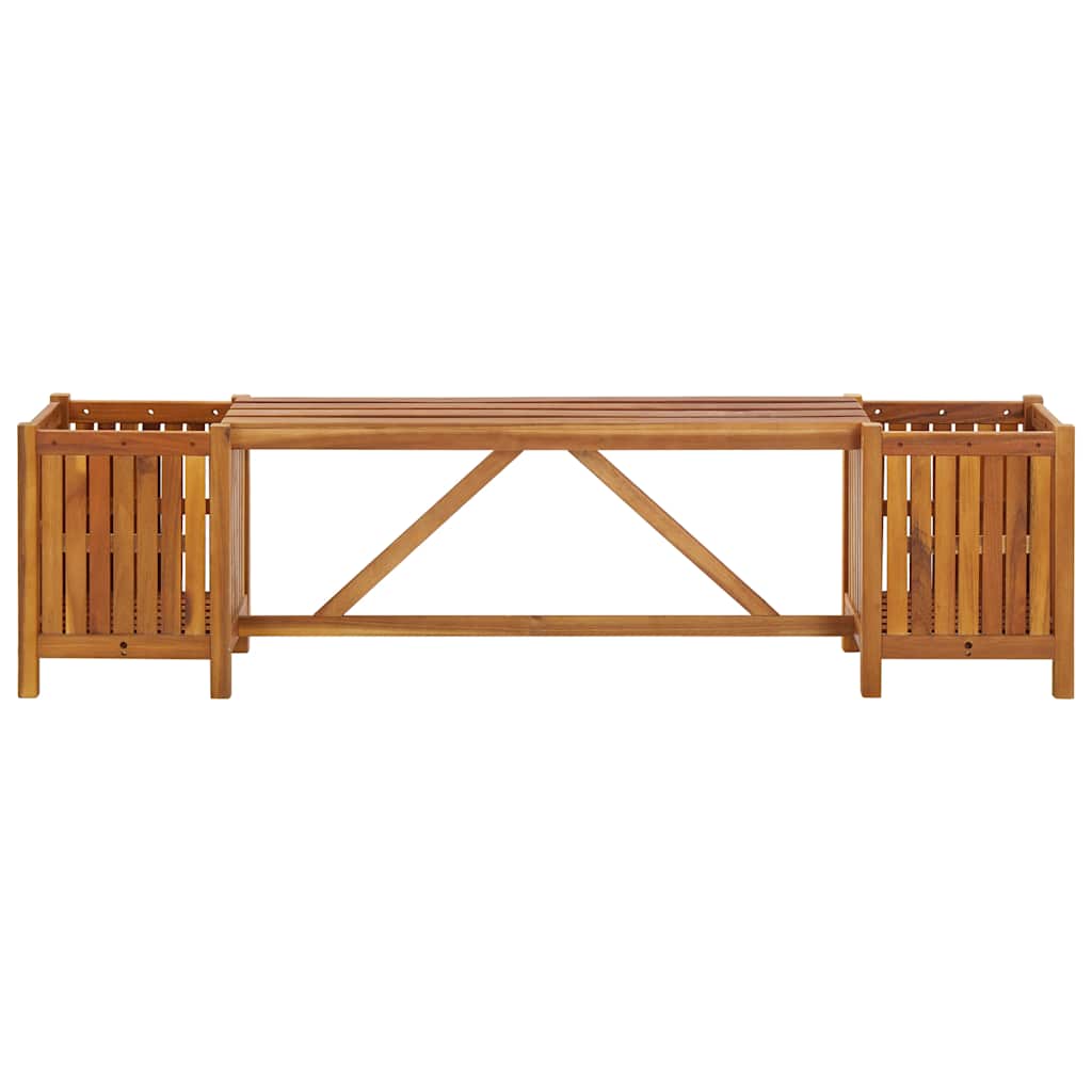 Solid Acacia Wood Garden Bench with Planters - 150x30x40 cm