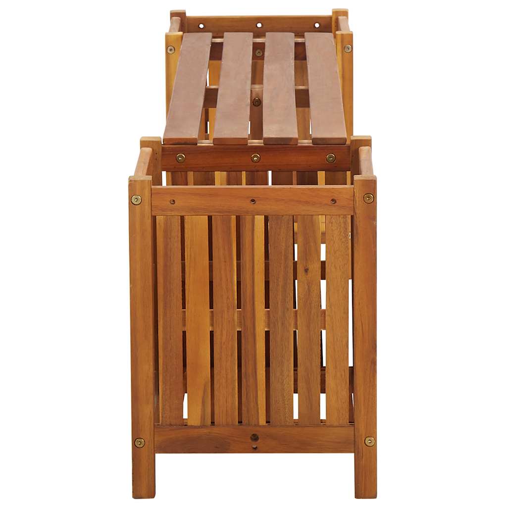 Solid Acacia Wood Garden Bench with Planters - 150x30x40 cm