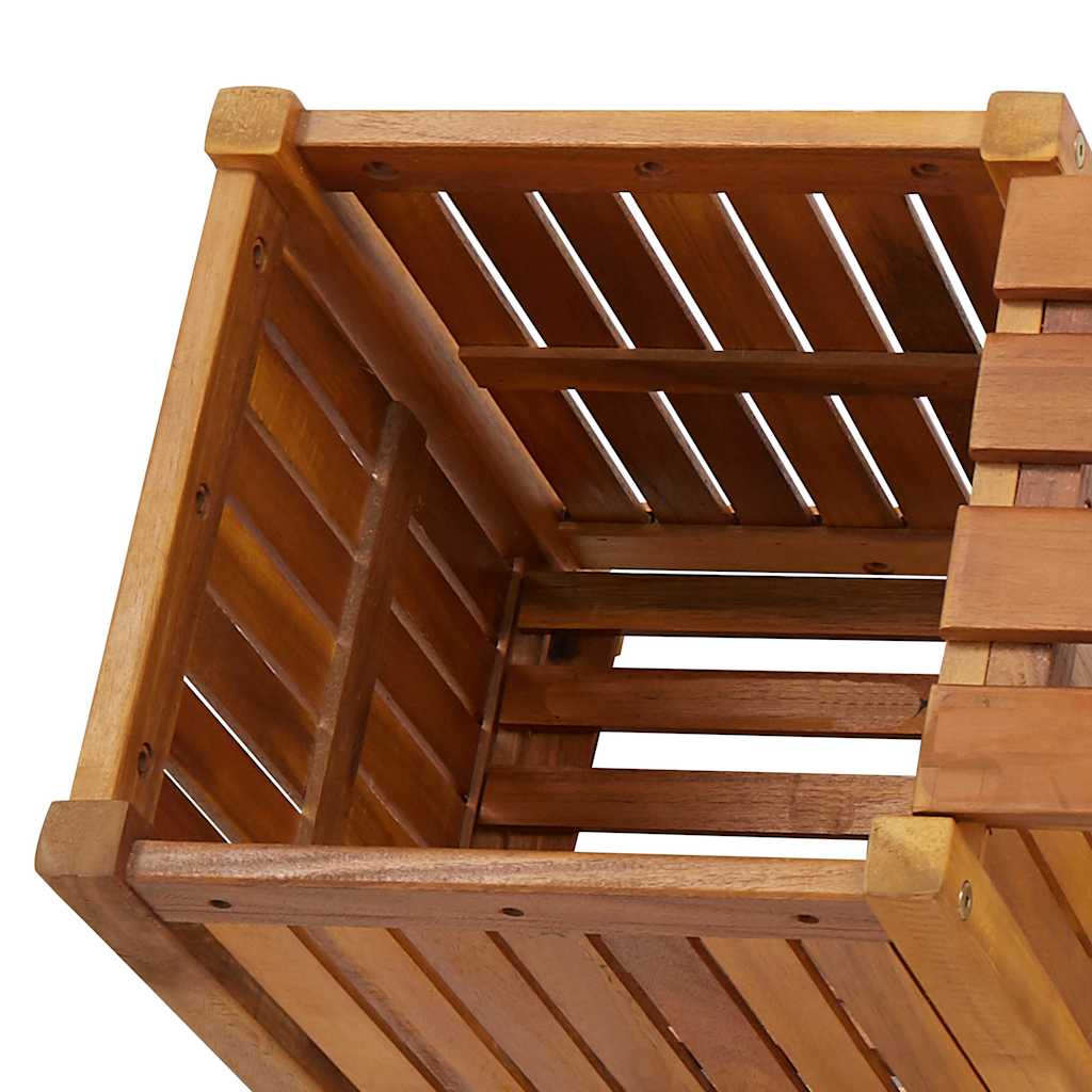 Solid Acacia Wood Garden Bench with Planters - 150x30x40 cm