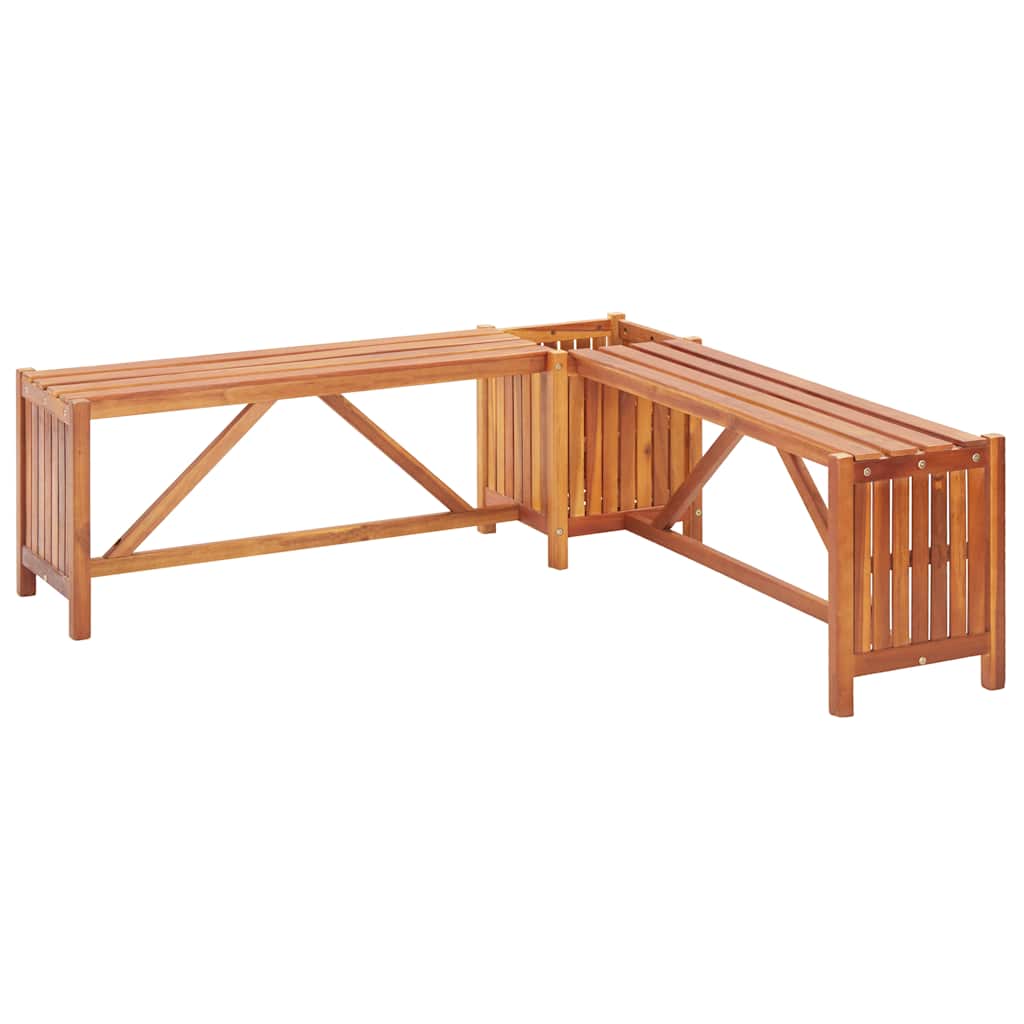 Acacia Wood Garden Corner Bench with Planter 117x117x40cm