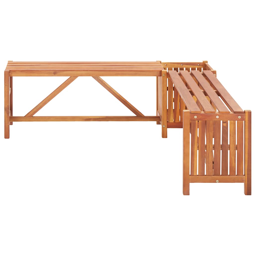 Acacia Wood Garden Corner Bench with Planter 117x117x40cm