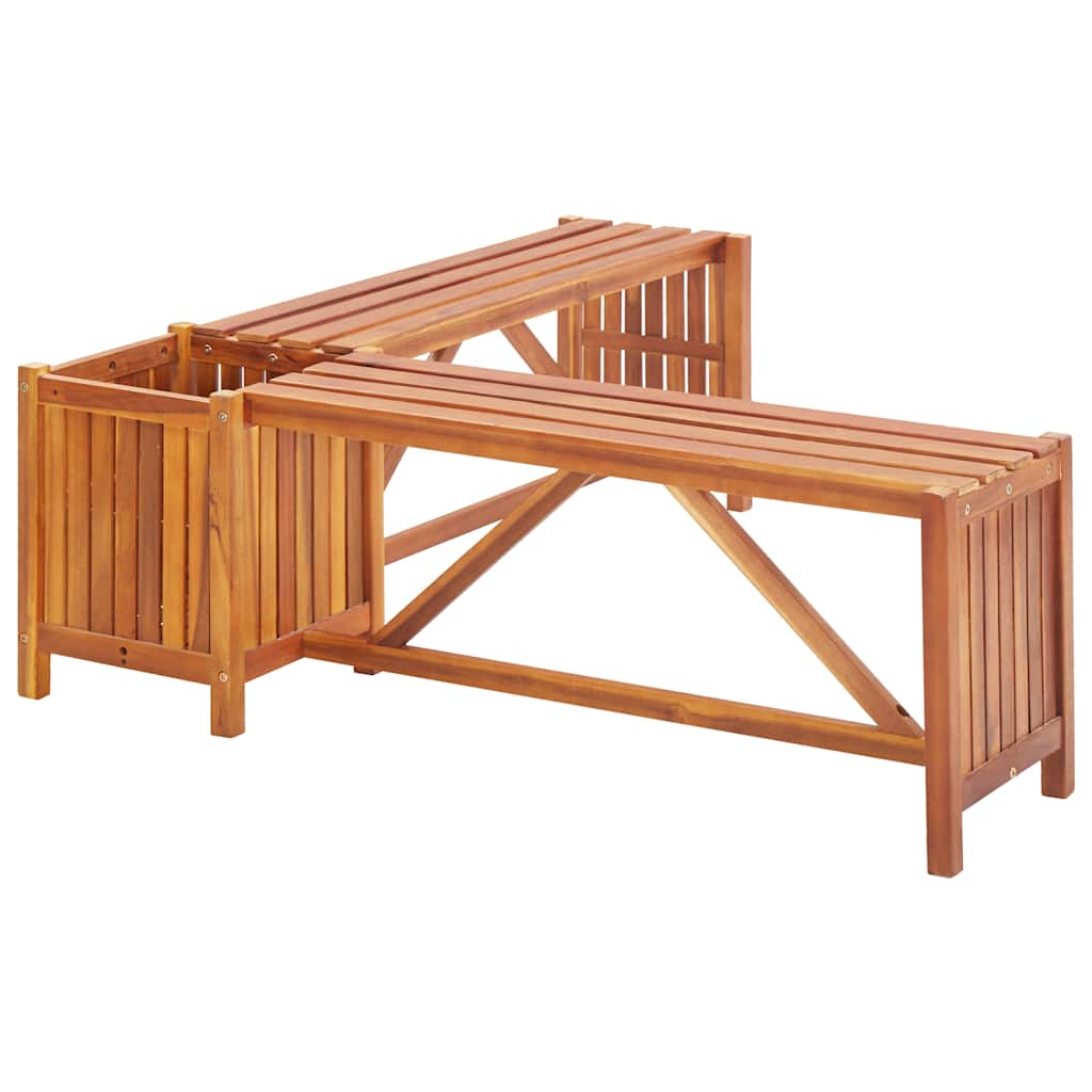 Acacia Wood Garden Corner Bench with Planter 117x117x40cm