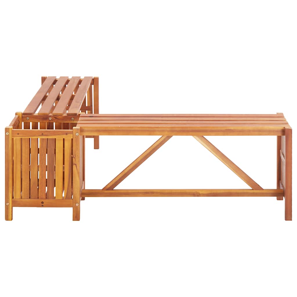 Acacia Wood Garden Corner Bench with Planter 117x117x40cm