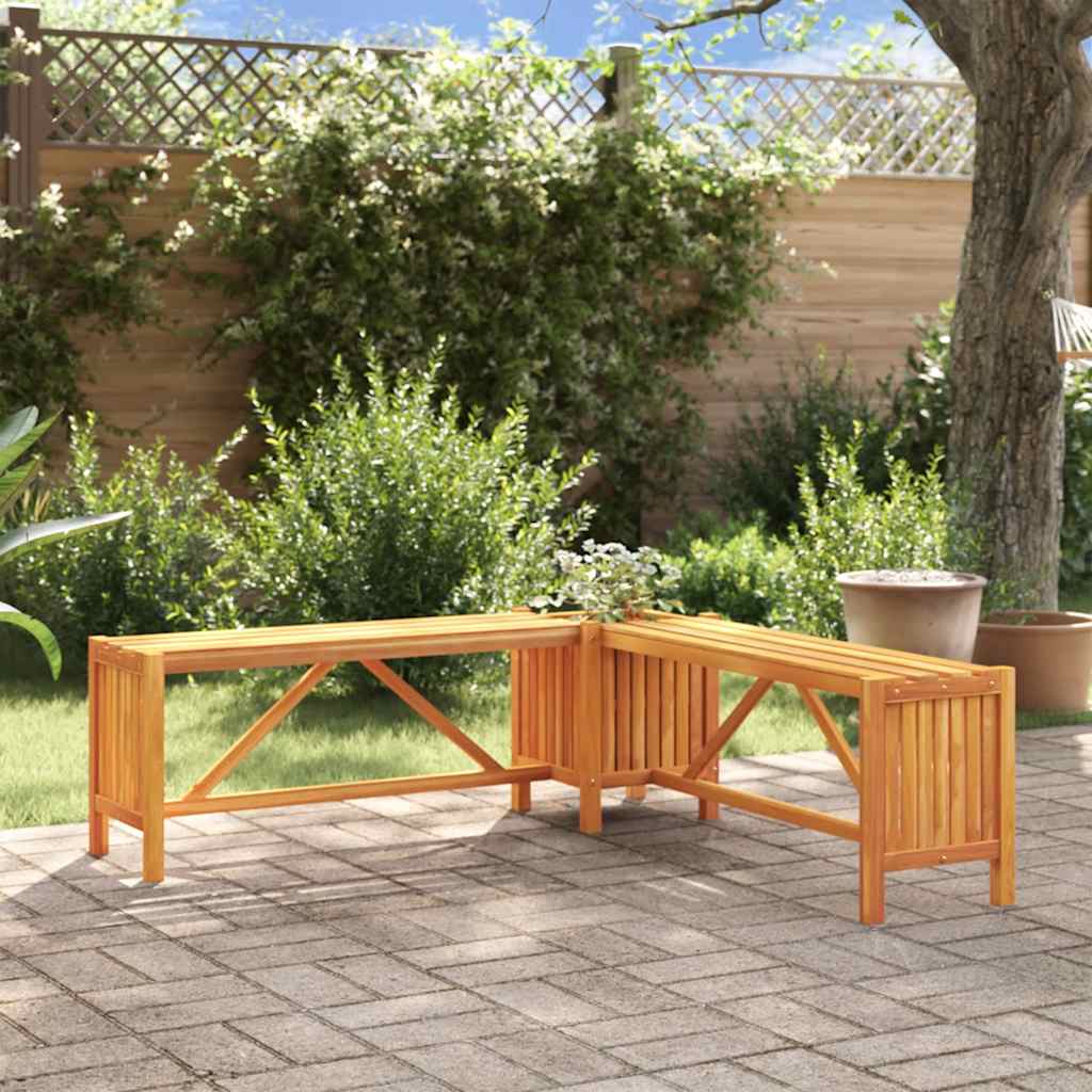 Acacia Wood Garden Corner Bench with Planter 117x117x40cm