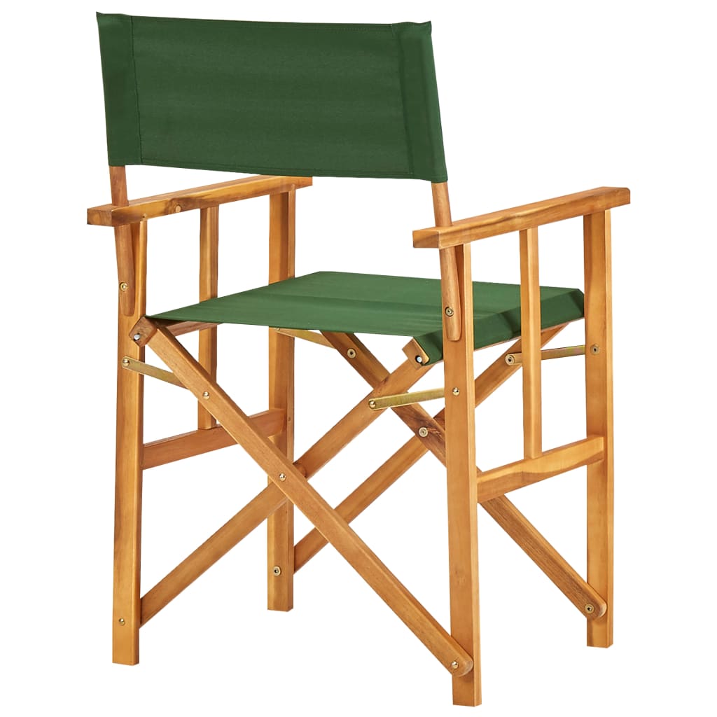 2 Green Director's Chairs - Solid Acacia Wood, Set of 2