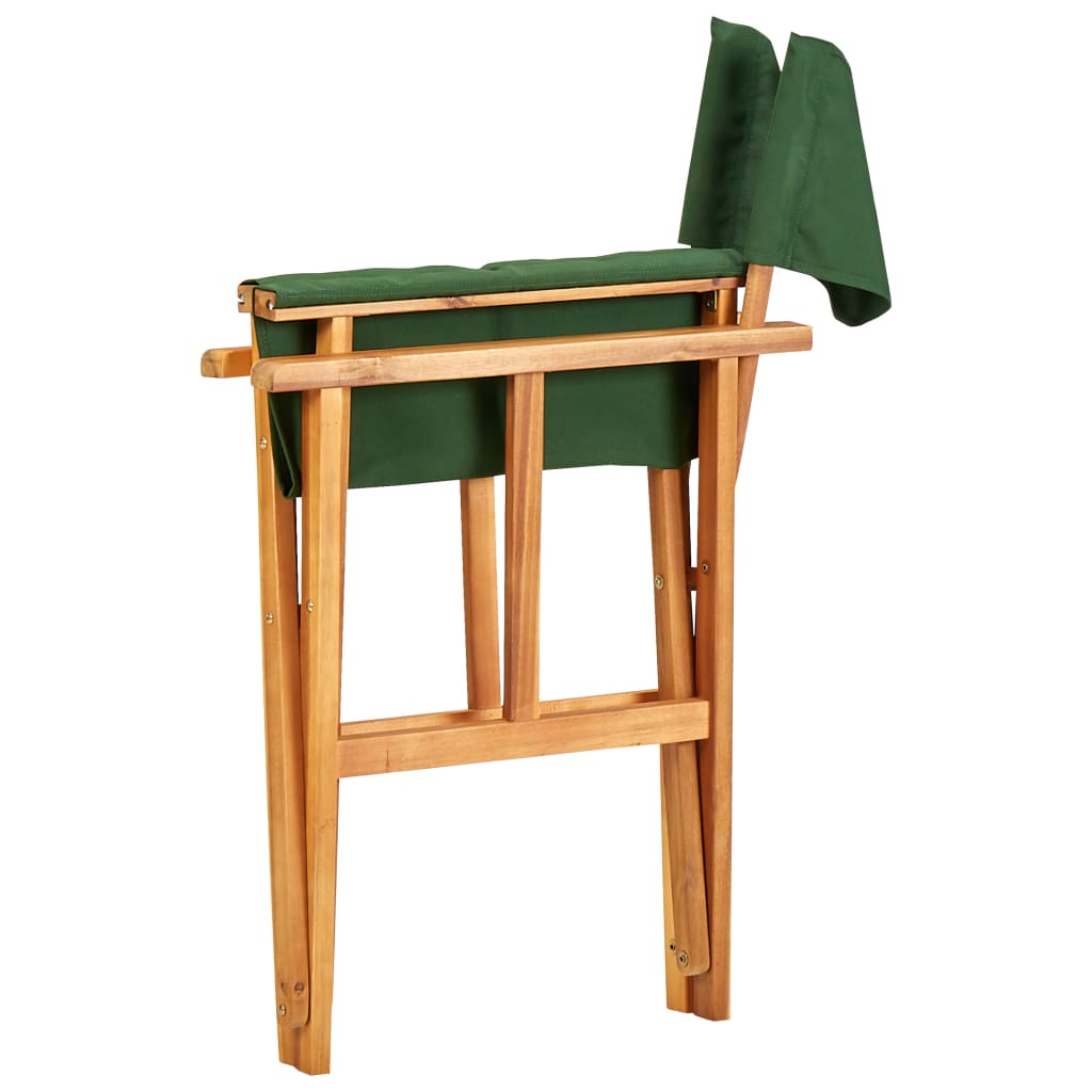 2 Green Director's Chairs - Solid Acacia Wood, Set of 2