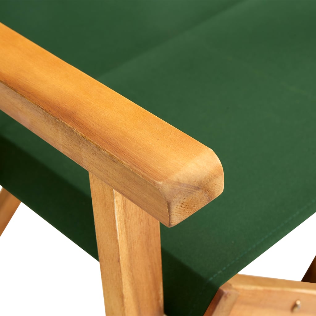 2 Green Director's Chairs - Solid Acacia Wood, Set of 2