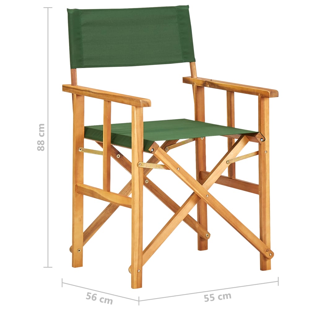 2 Green Director's Chairs - Solid Acacia Wood, Set of 2