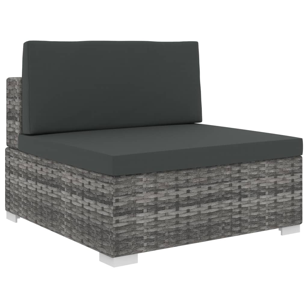 6 Piece Garden Lounge Set with Cushions Poly Rattan Grey