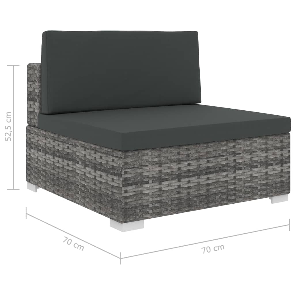 6 Piece Garden Lounge Set with Cushions Poly Rattan Grey