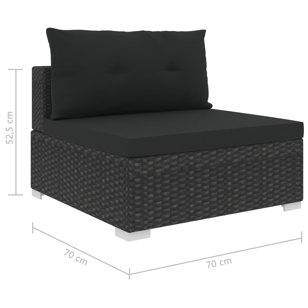 6 Piece Garden Lounge Set with Cushions Poly Rattan Black