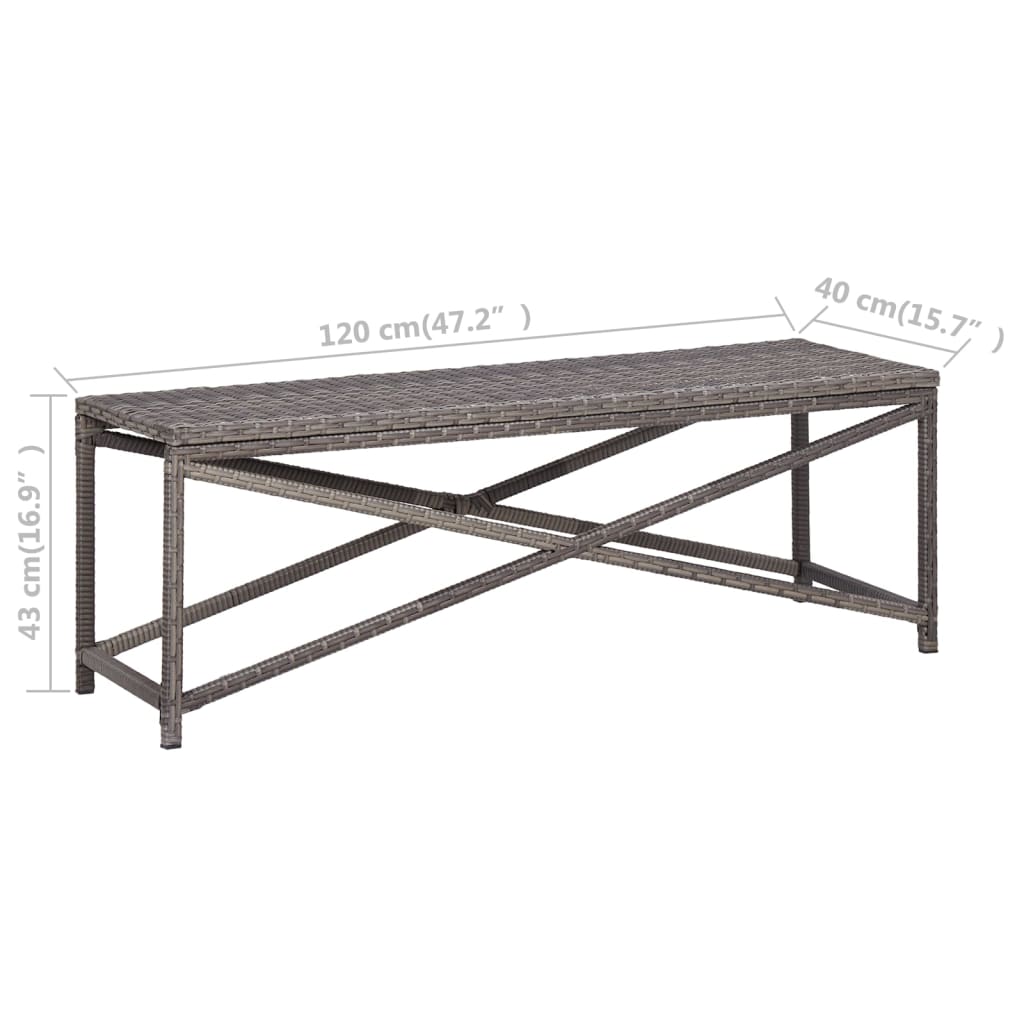 Stylish 120cm Grey Poly Rattan Garden Bench - Durable & Chic