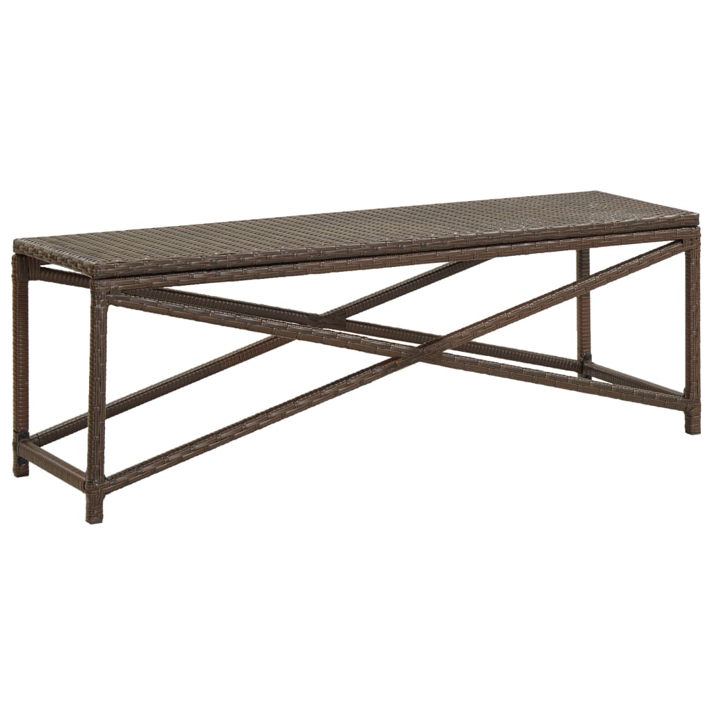 Brown Poly Rattan Garden Bench - 120 cm Stylish Outdoor Seating