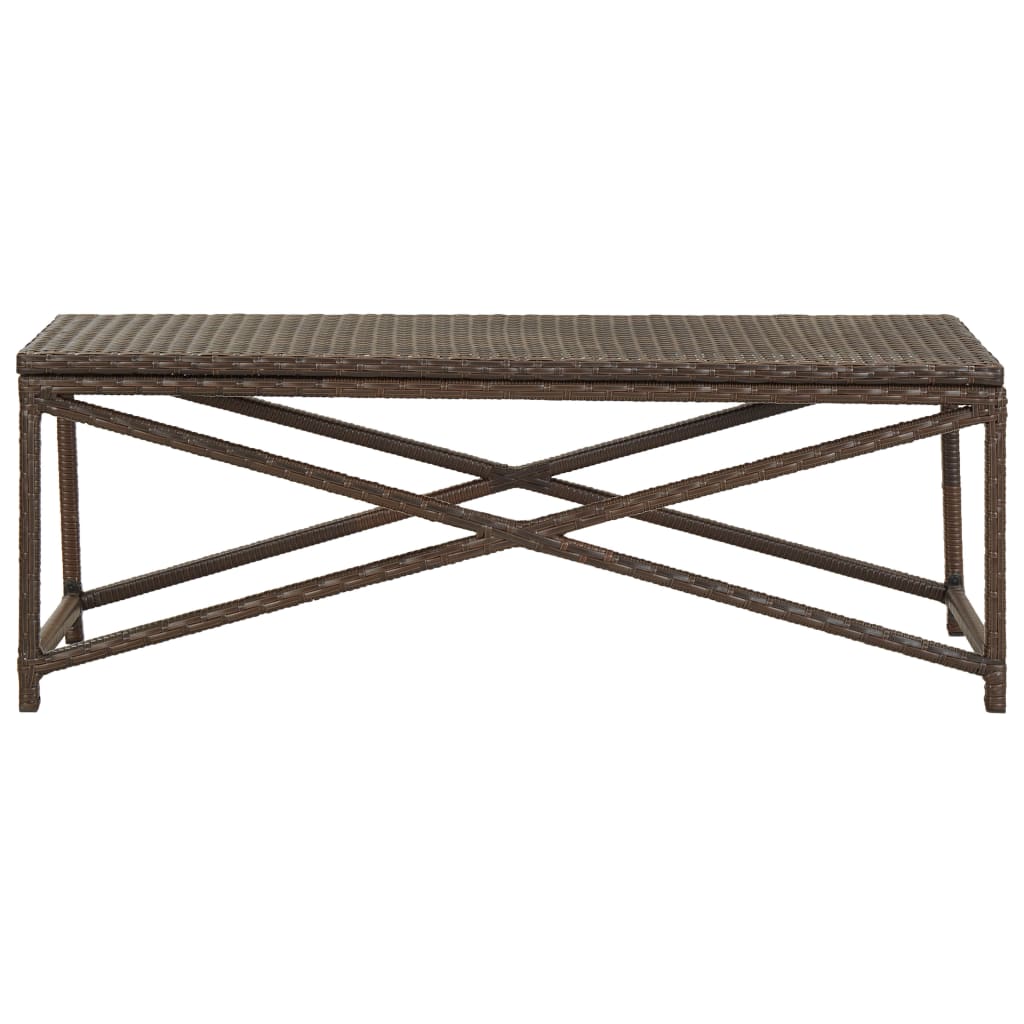 Brown Poly Rattan Garden Bench - 120 cm Stylish Outdoor Seating