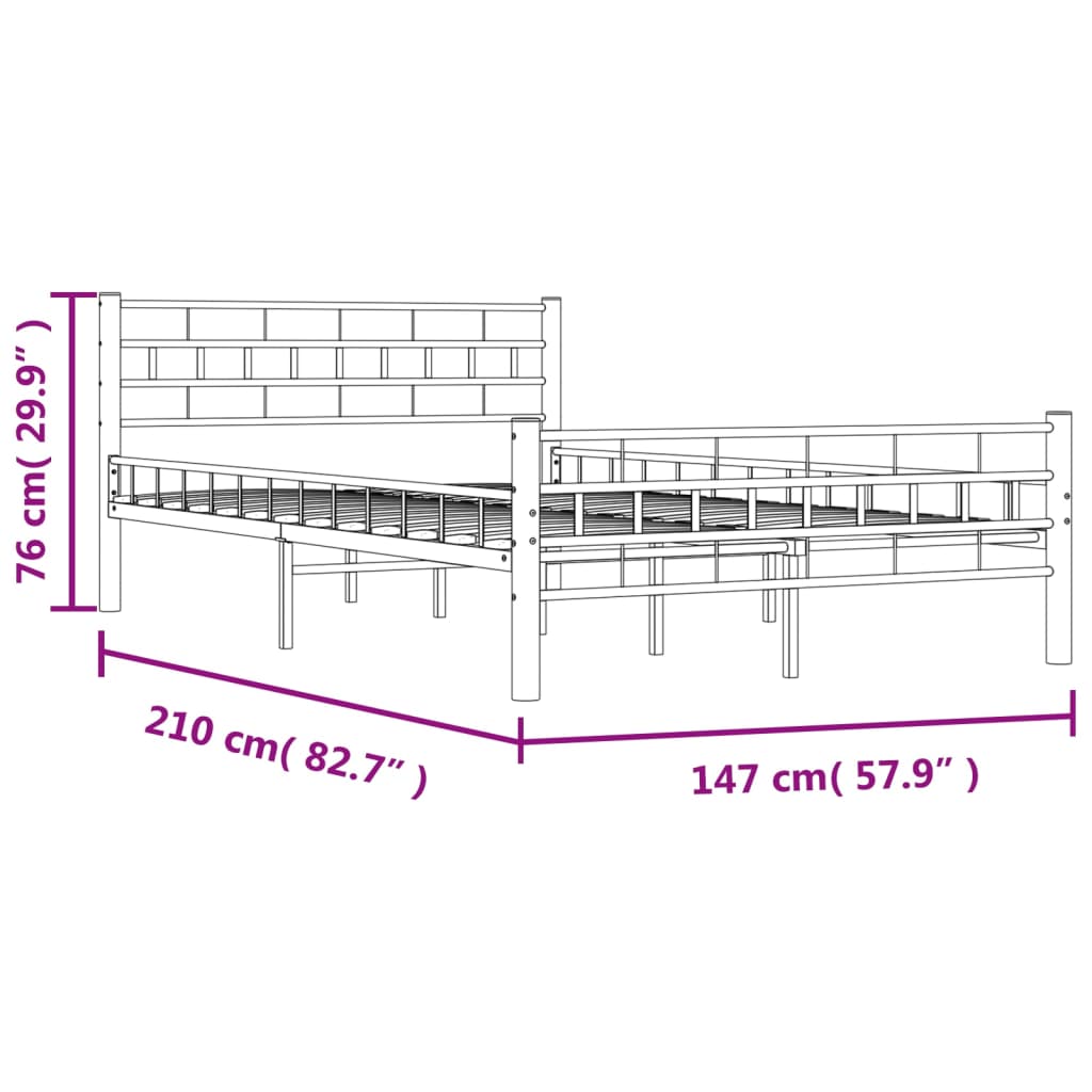 Bed Frame without Mattress Black Steel 140x200 cm