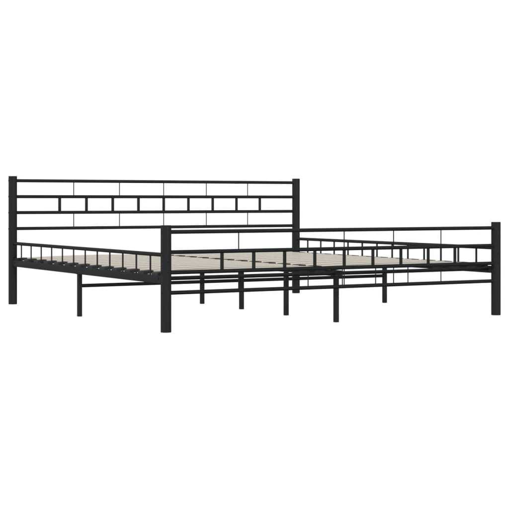 Sleek Black Steel Bed Frame 200x200 cm - No Mattress Included