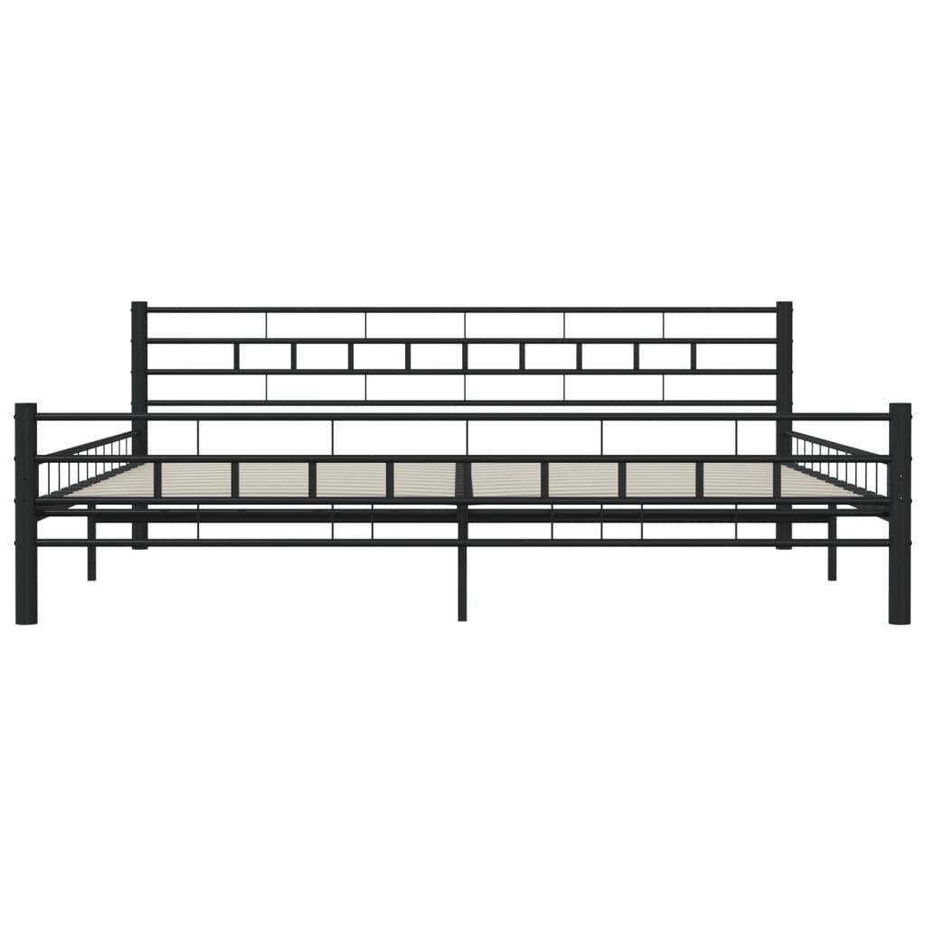 Sleek Black Steel Bed Frame 200x200 cm - No Mattress Included