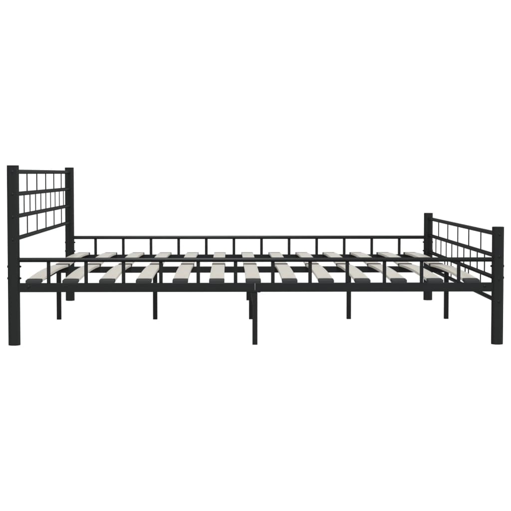 Sleek Black Steel Bed Frame 200x200 cm - No Mattress Included