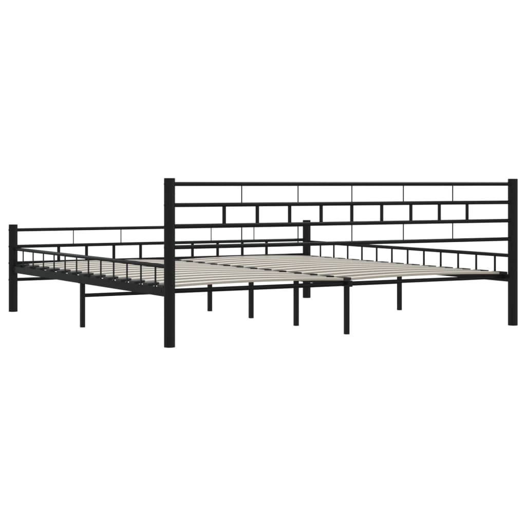 Sleek Black Steel Bed Frame 200x200 cm - No Mattress Included