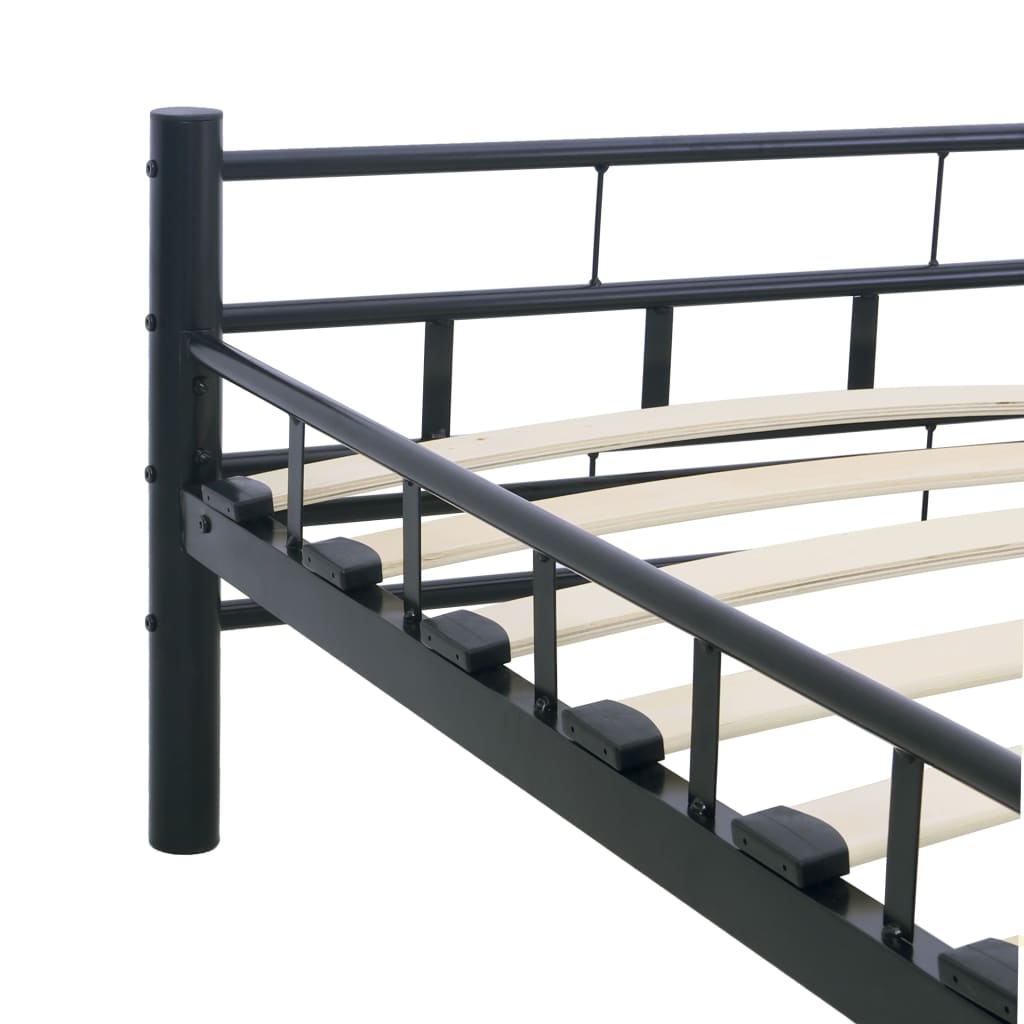 Sleek Black Steel Bed Frame 200x200 cm - No Mattress Included