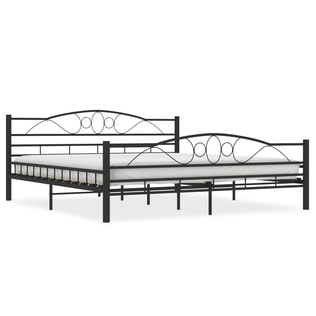 Bed Frame without Mattress Black Steel 180x200 cm Super King