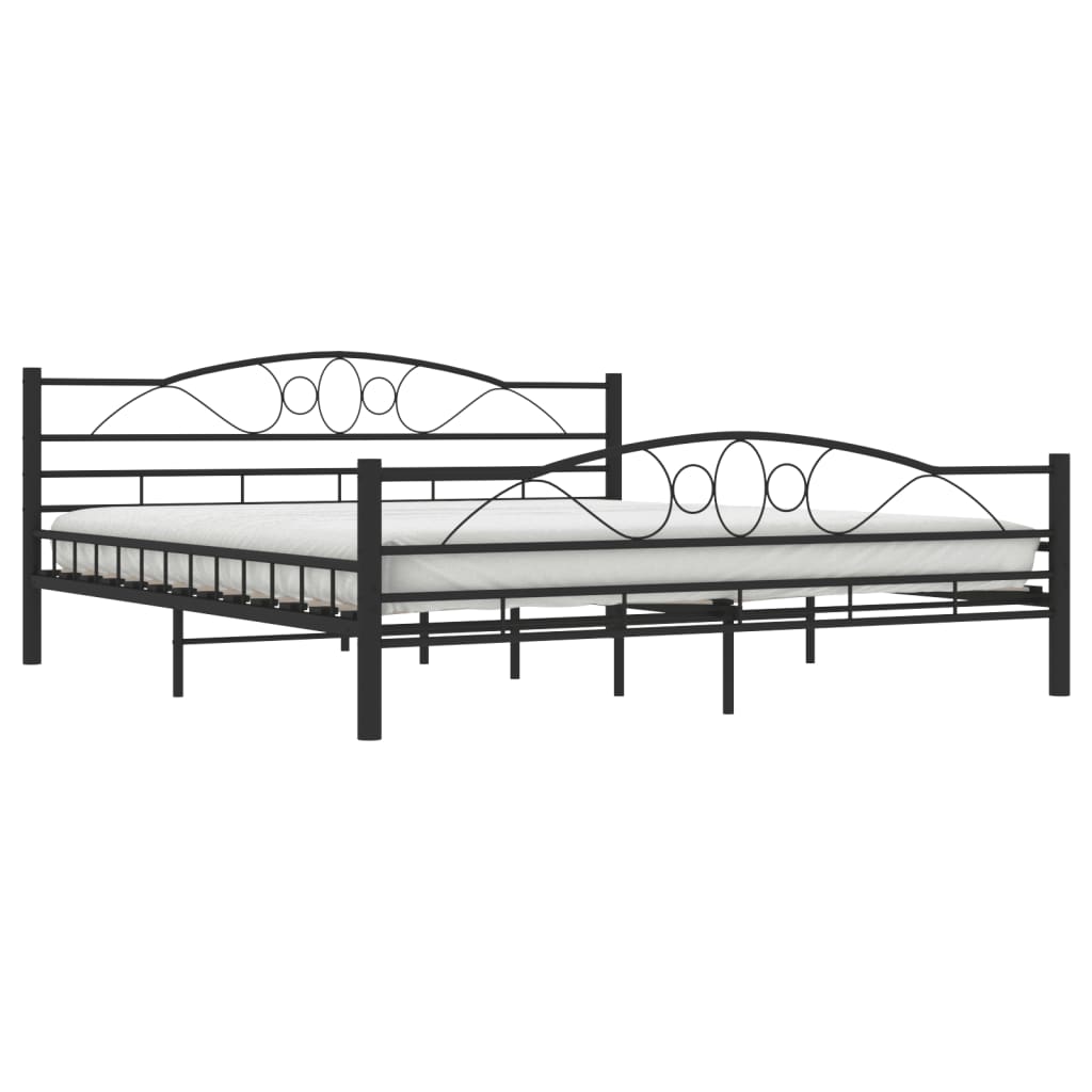 Bed Frame without Mattress Black Steel 180x200 cm Super King