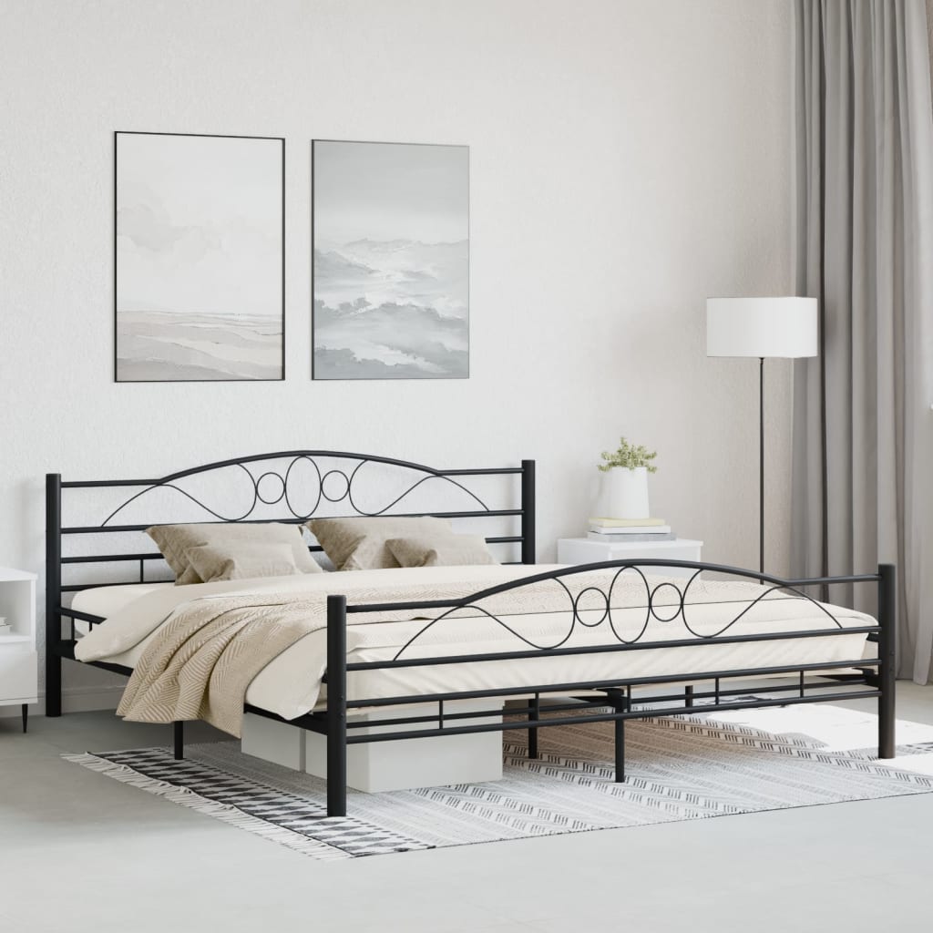 Bed Frame without Mattress Black Steel 180x200 cm Super King