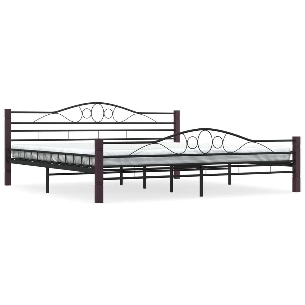 Sleek Black Metal Bed Frame - 200x200 cm