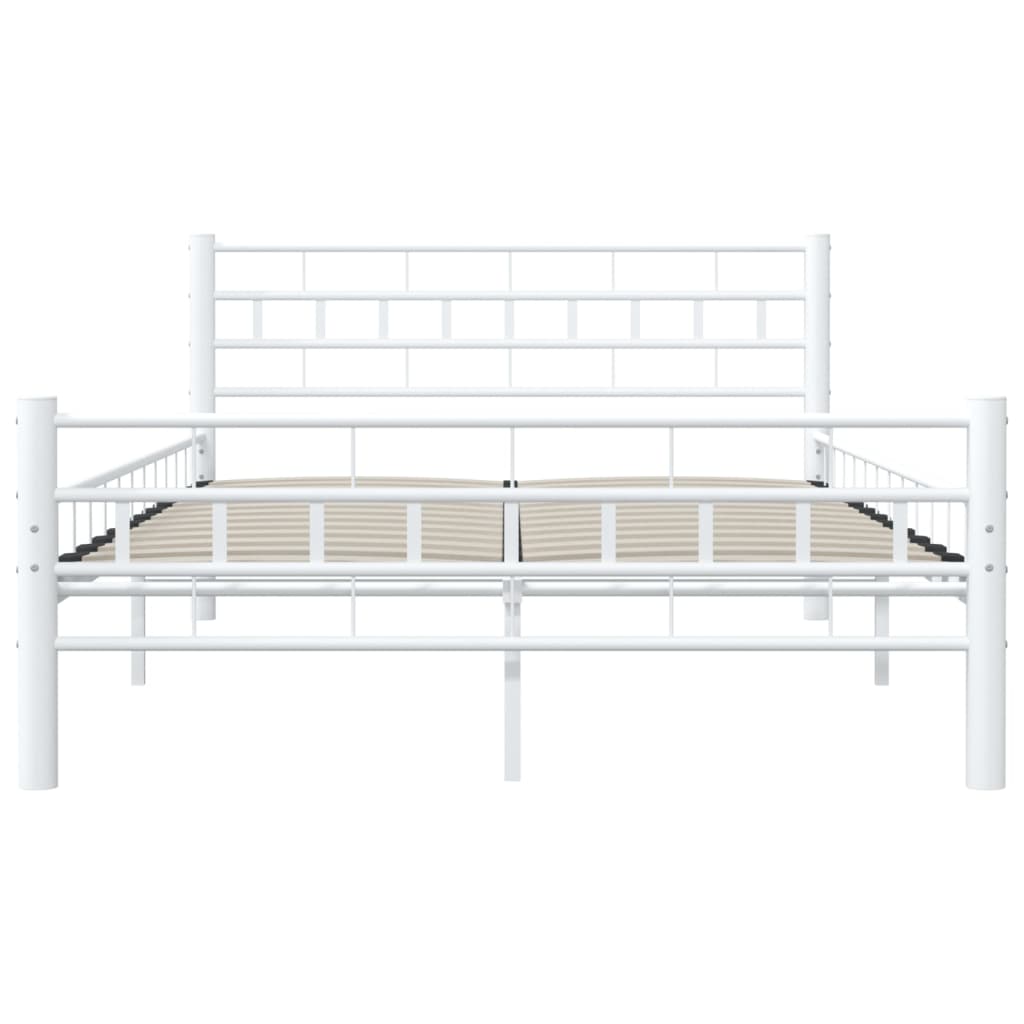 White Metal Bed Frame 140x200 cm - vidaXL Elegant Design