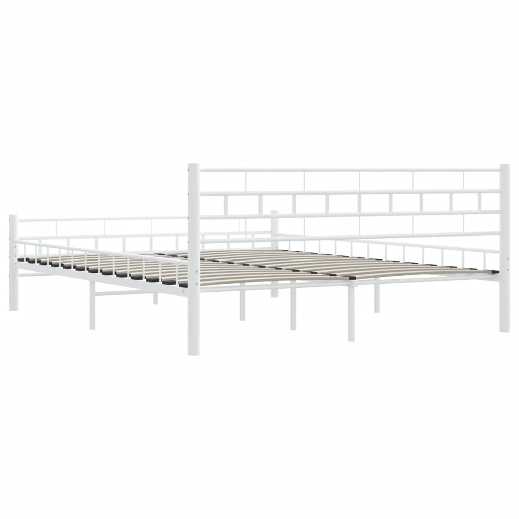 White Metal Bed Frame with Headboard 160x200 cm