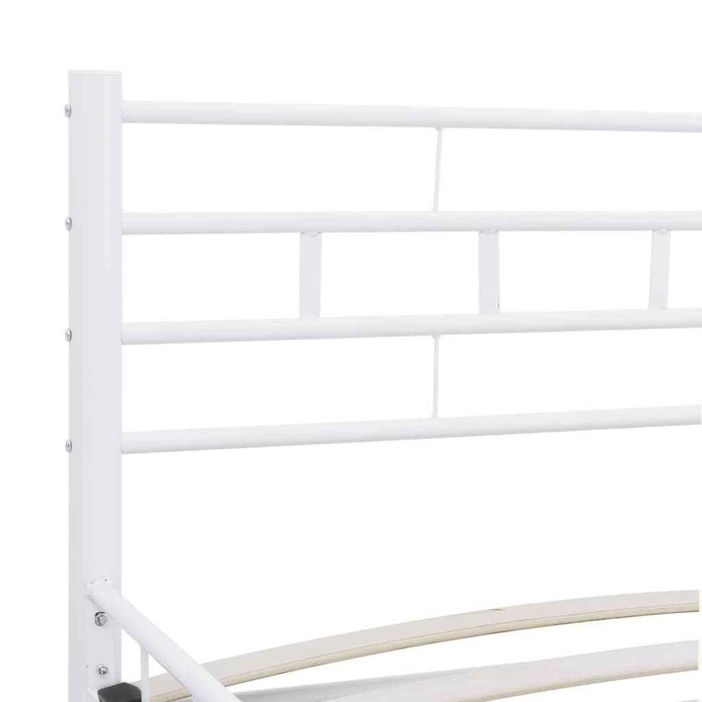 White Metal Bed Frame with Headboard 160x200 cm