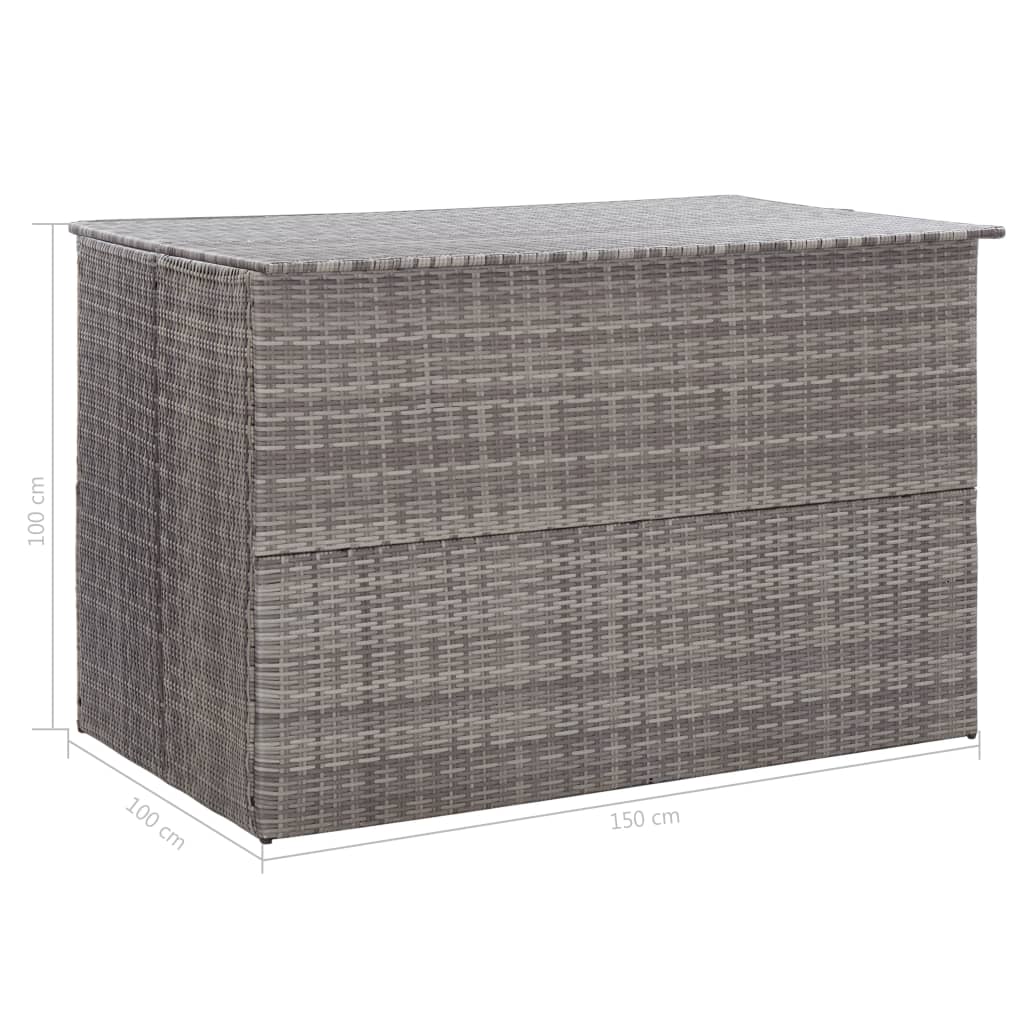 Grey Poly Rattan Garden Storage Box 150x100x100 cm