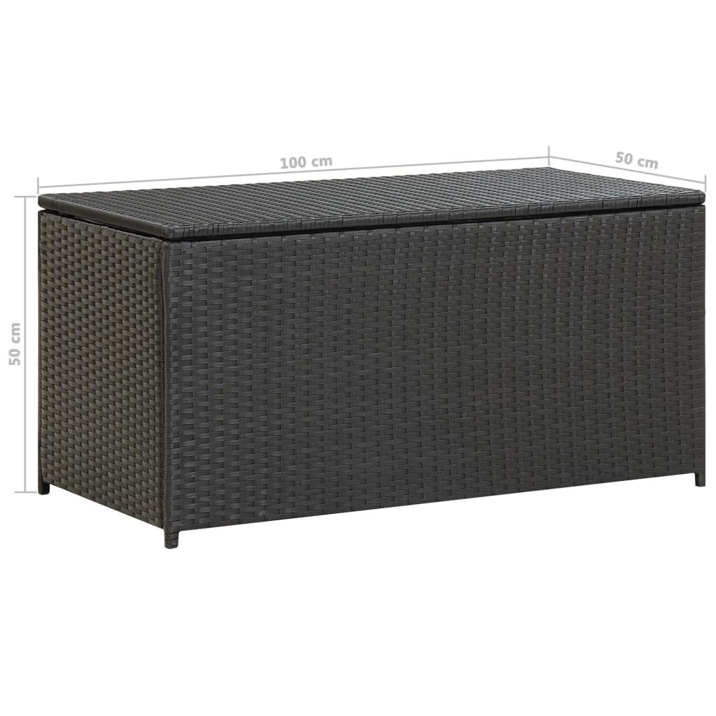 Black Poly Rattan Garden Storage Box 100x50x50 cm - Stylish & Durable