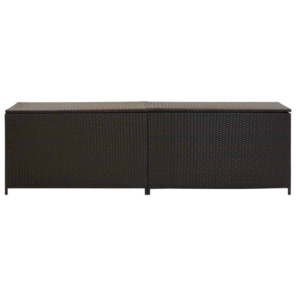 Brown Poly Rattan Garden Storage Box 200x50x60 cm