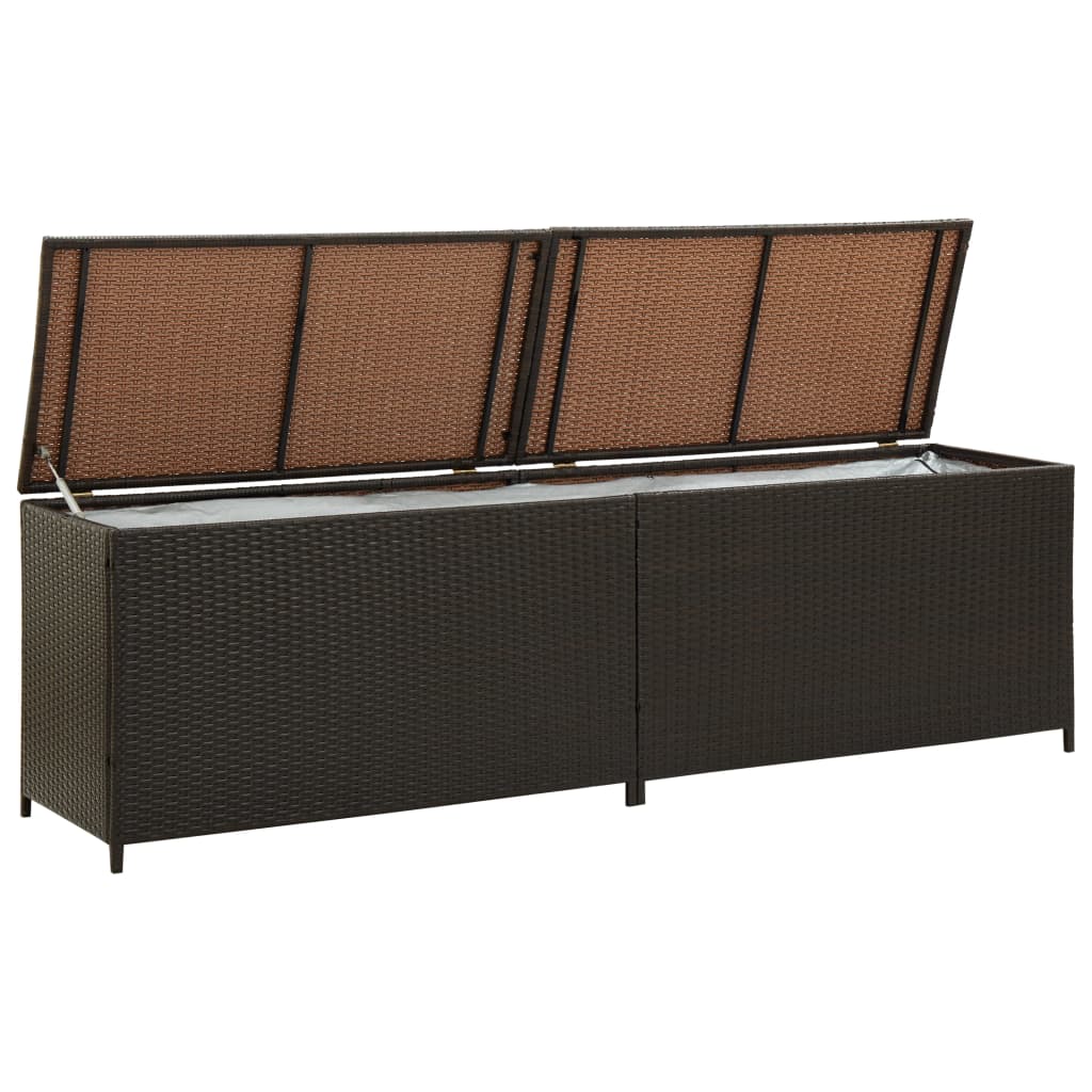 Brown Poly Rattan Garden Storage Box 200x50x60 cm