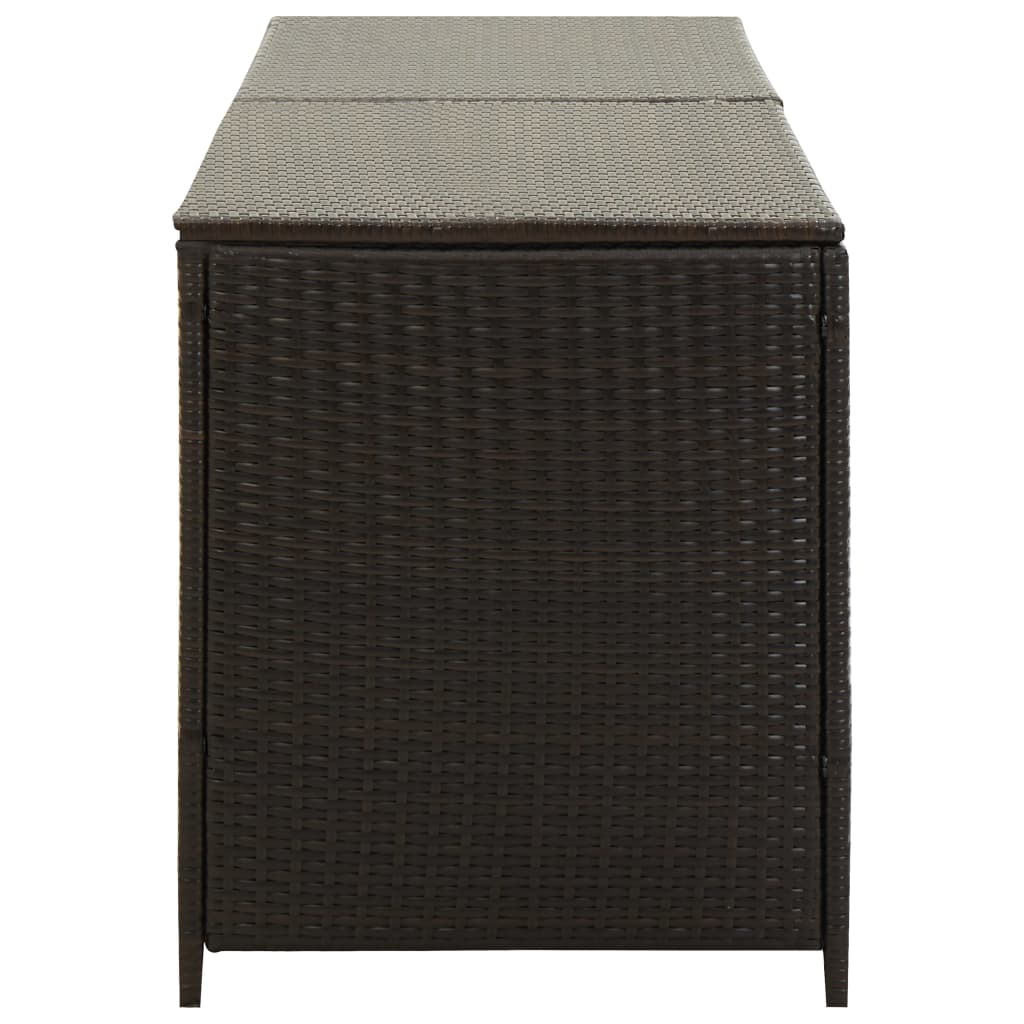 Brown Poly Rattan Garden Storage Box 200x50x60 cm