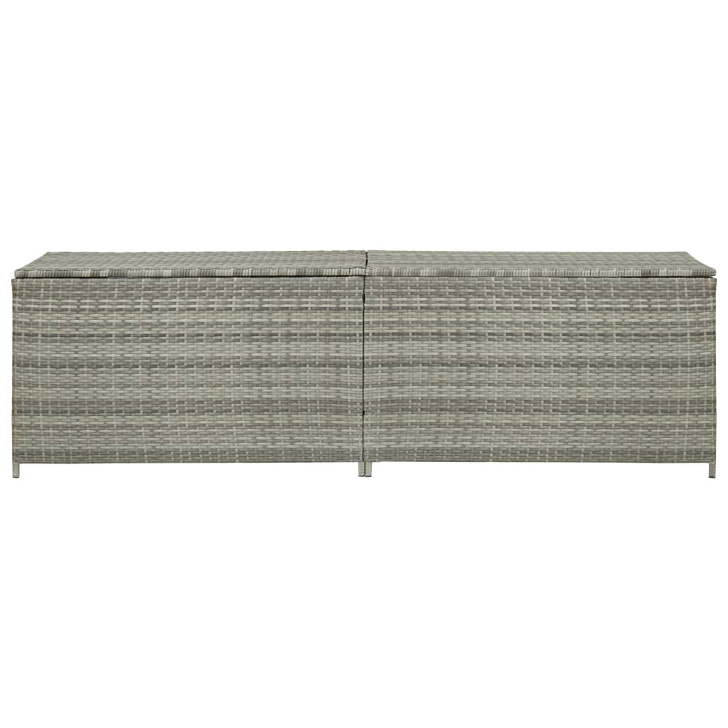 Grey Poly Rattan Garden Storage Box - 200x50x60 cm