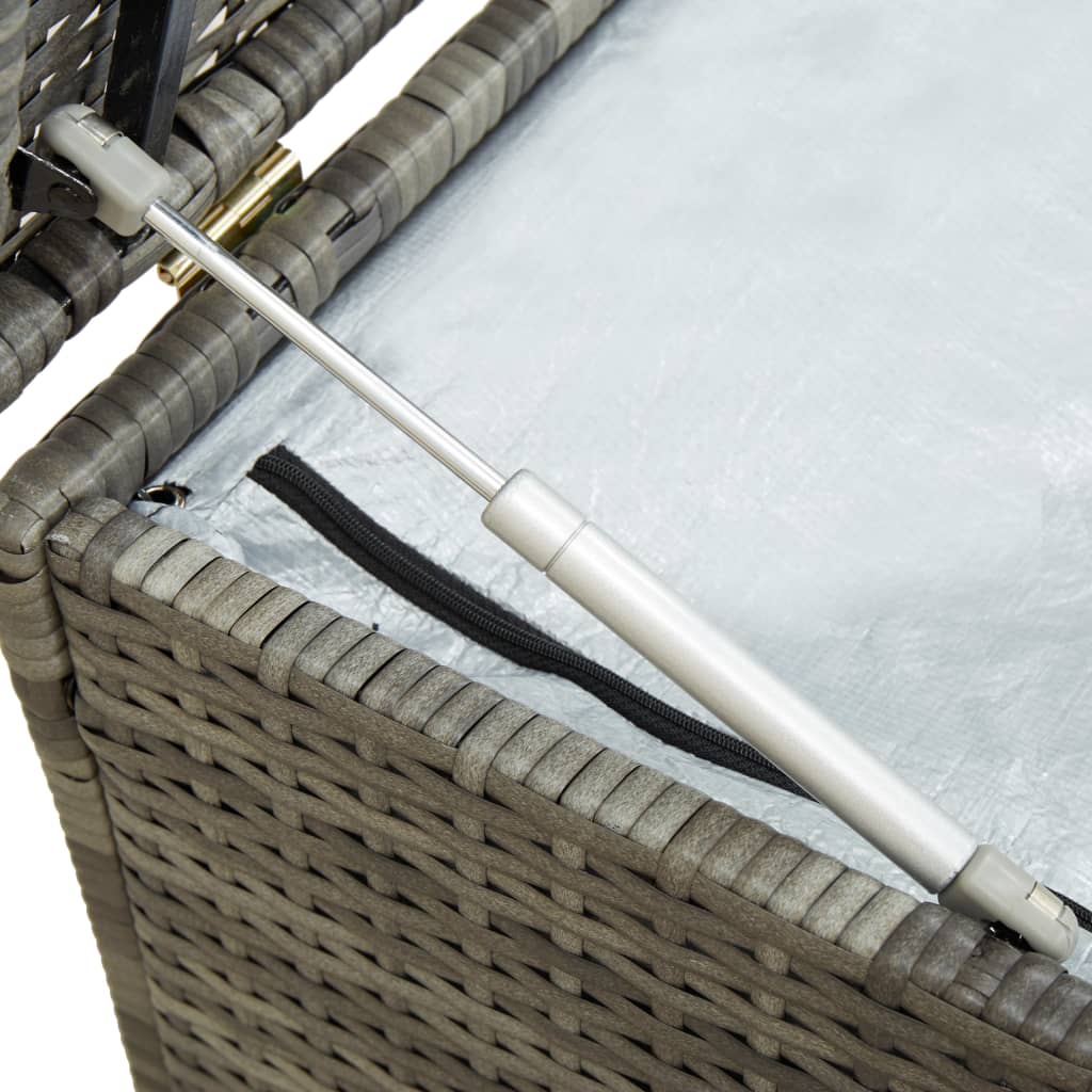 Grey Poly Rattan Garden Storage Box - 200x50x60 cm