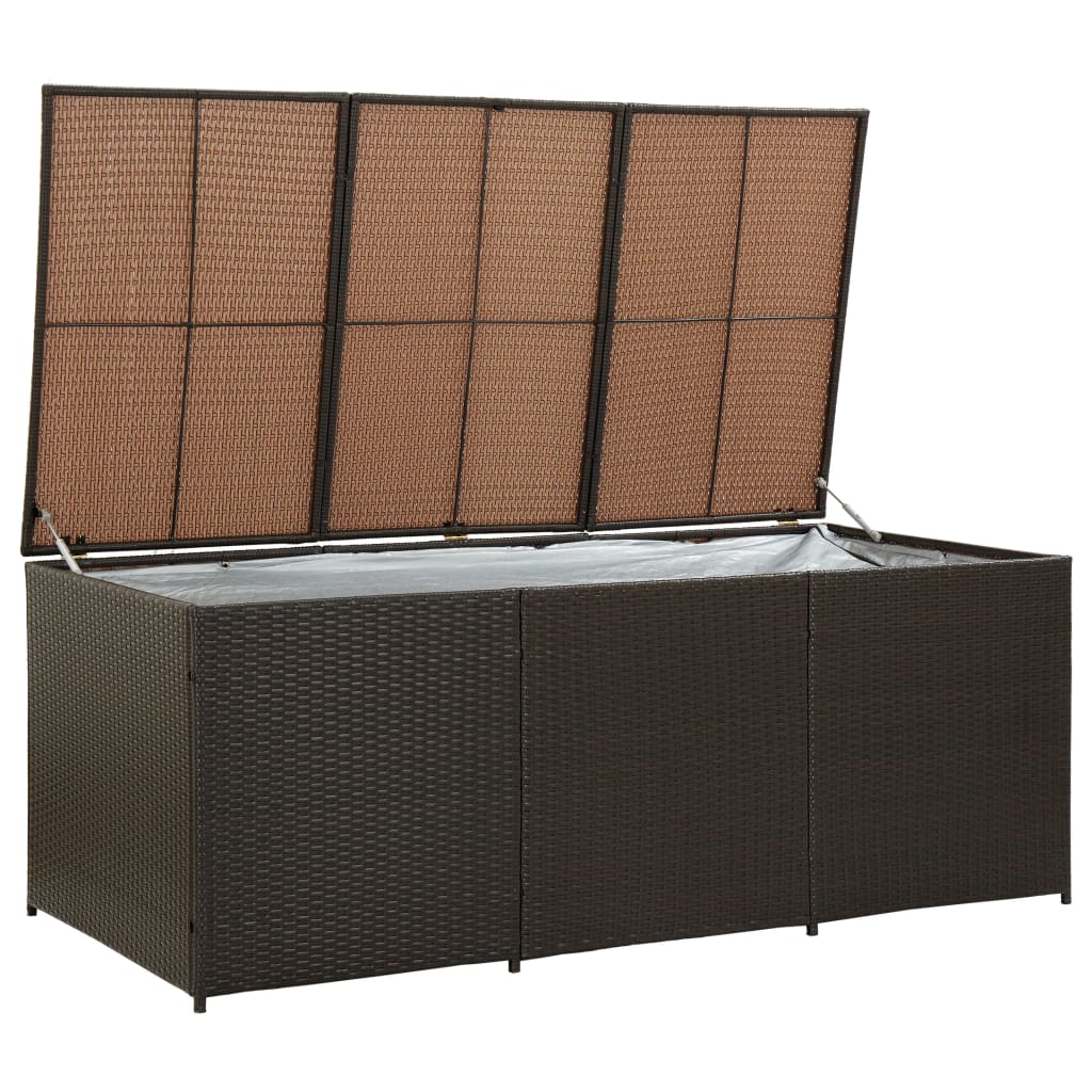 Brown Poly Rattan Garden Storage Box 180x90x70 cm