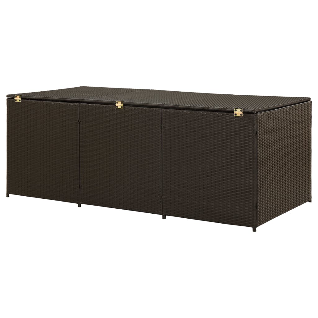 Brown Poly Rattan Garden Storage Box 180x90x70 cm