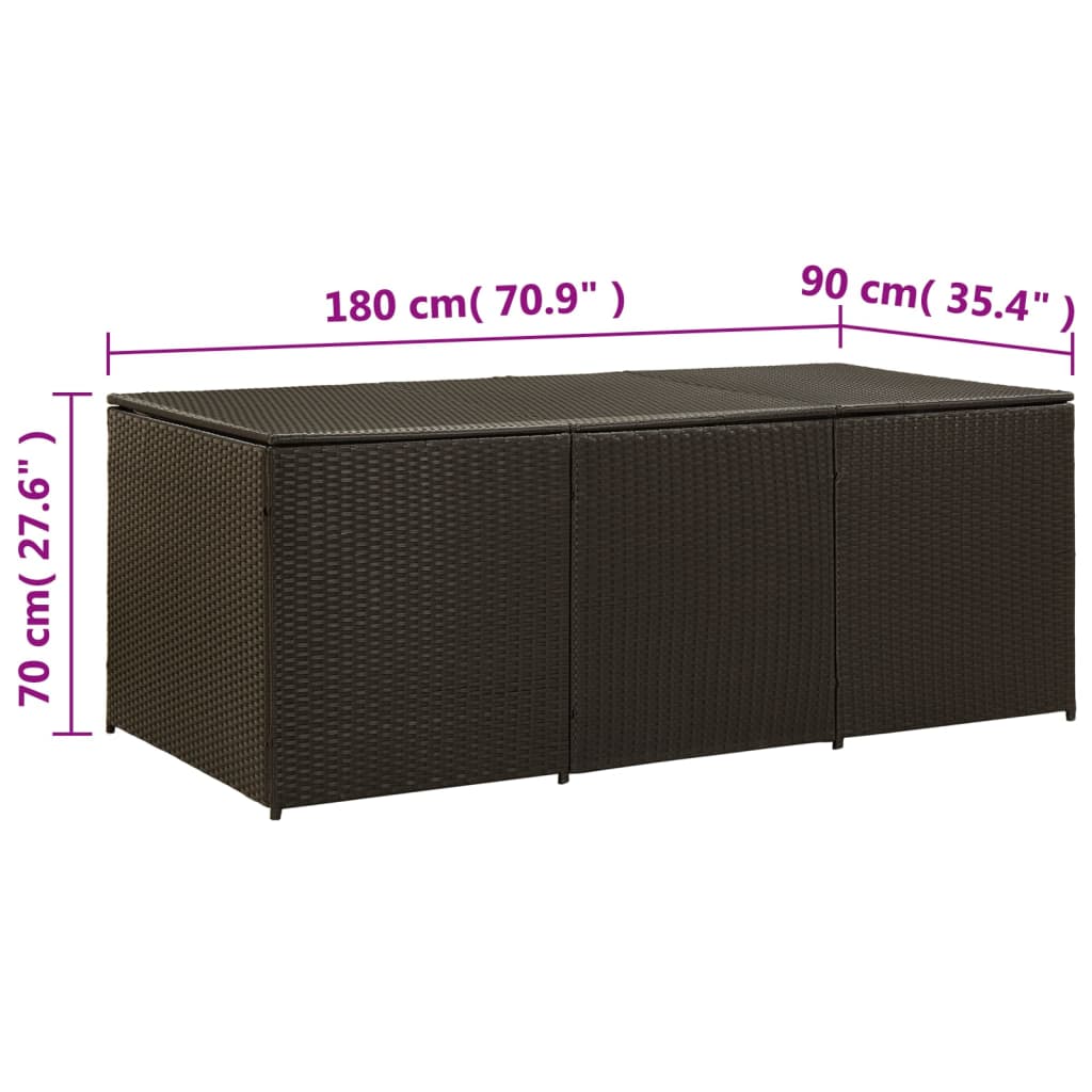 Brown Poly Rattan Garden Storage Box 180x90x70 cm