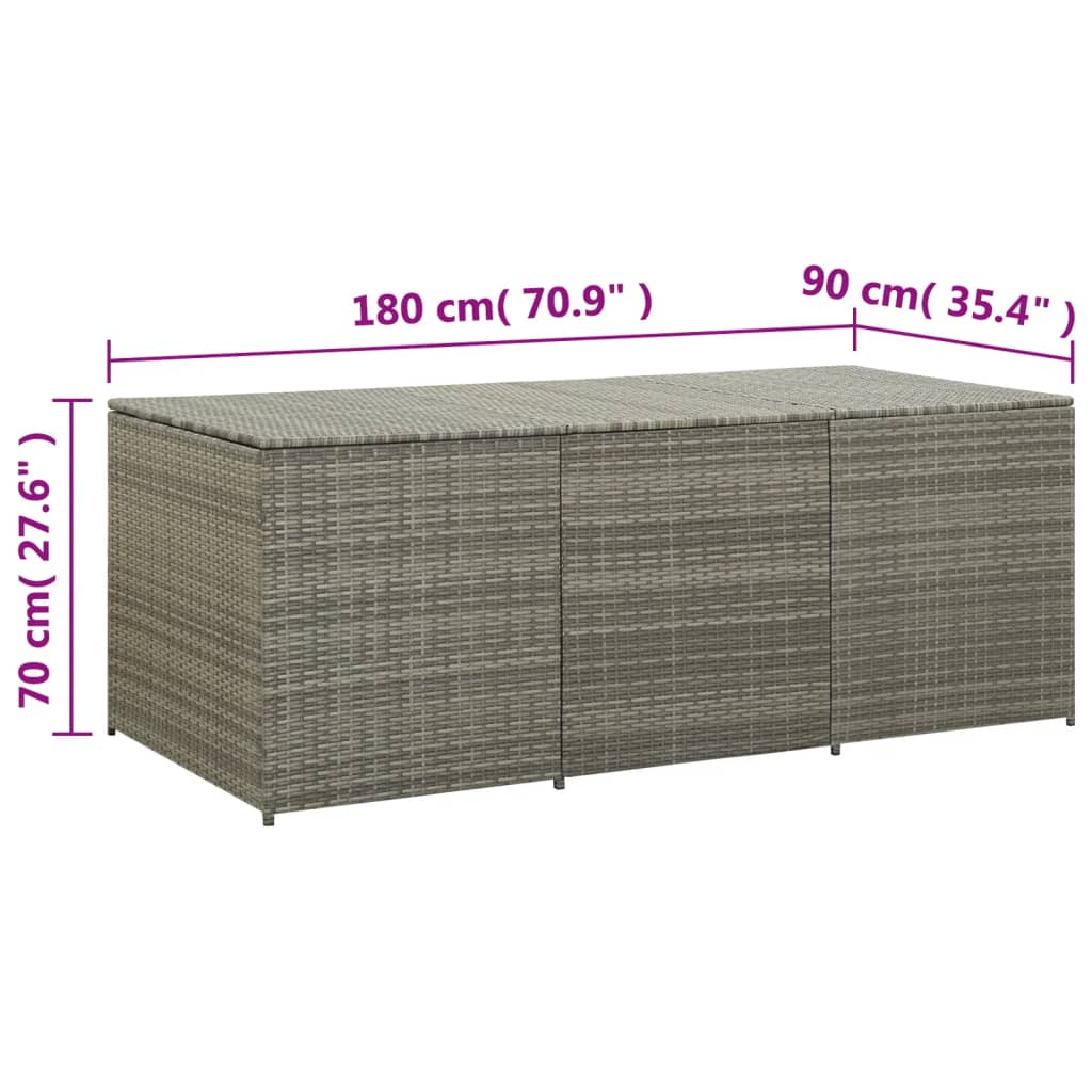 Grey Poly Rattan Garden Storage Box 180x90x70 cm