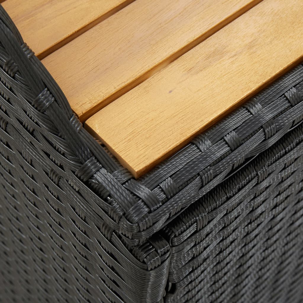 Stylish Black Poly Rattan Garden Storage Bench - 120 cm