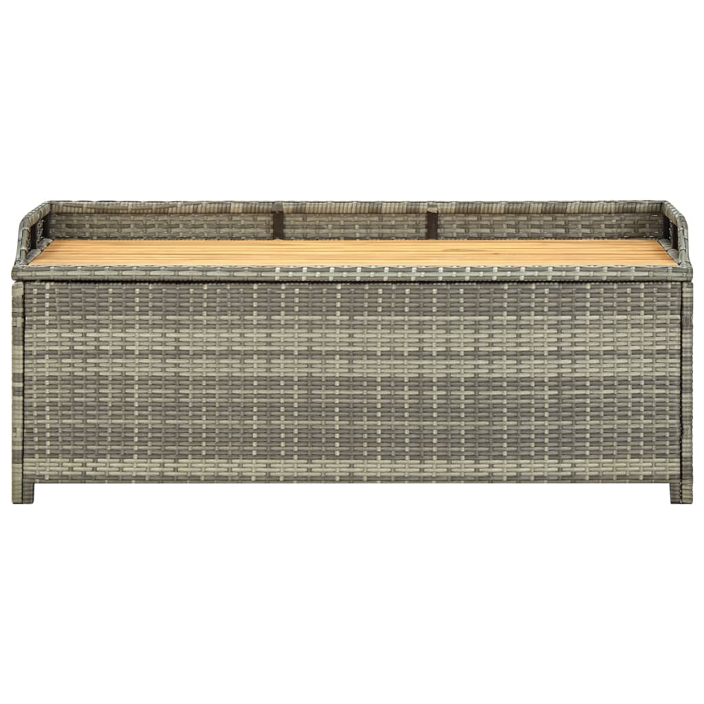 Stylish Grey Poly Rattan Garden Storage Bench, 120 cm