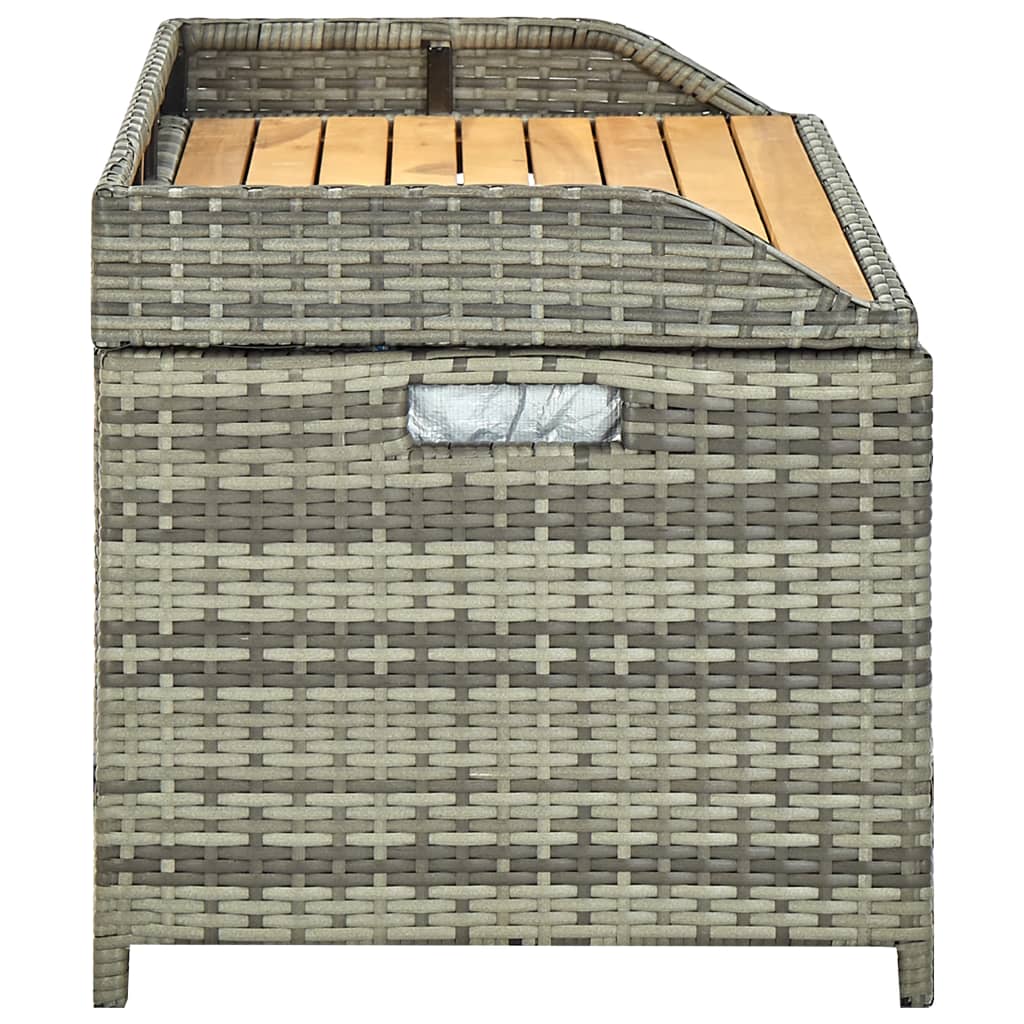 Stylish Grey Poly Rattan Garden Storage Bench, 120 cm